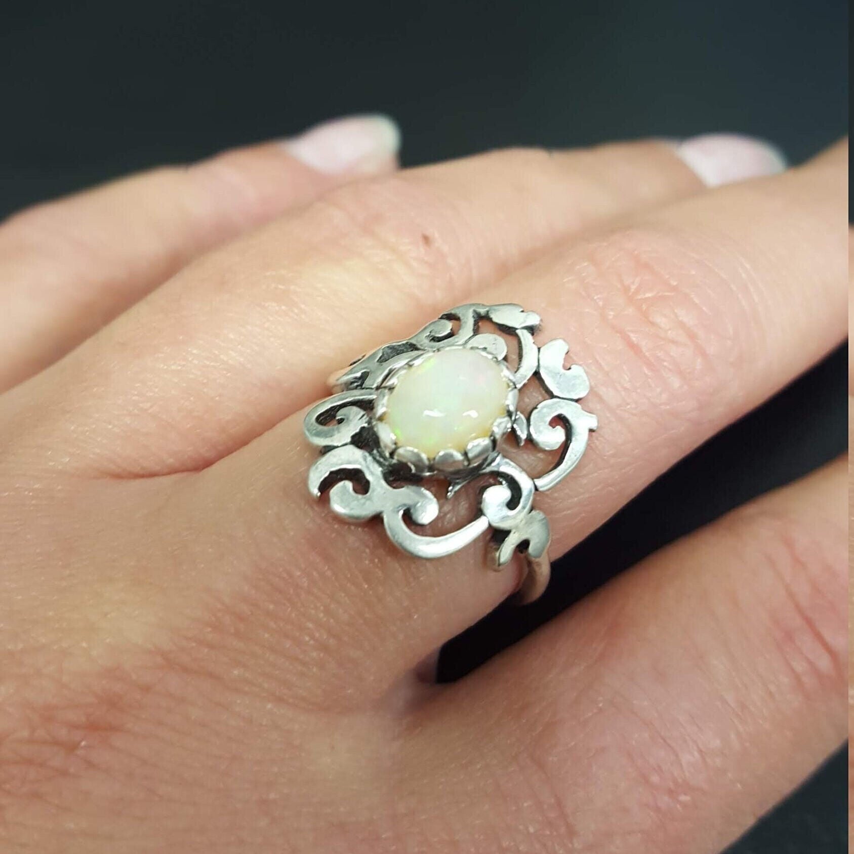 Ethiopian Opal Ring in 925 Sterling Silver, perfect for everyday wear and meaningful birthday gifts.