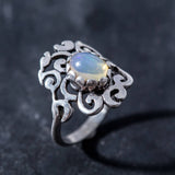 Statement Opal Ring - Solitaire Fire Opal Ring - Genuine Opal Ring