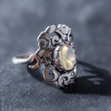 Statement Opal Ring - Solitaire Fire Opal Ring - Genuine Opal Ring