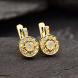 Fire Opal Earrings - Opal Cluster Studs - Dainty Opal Earrings