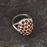 Red Dome Ring - Natural Garnet Ring, Red Berry Ring