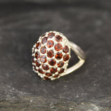 Red Dome Ring - Natural Garnet Ring, Red Berry Ring