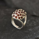 Red Dome Ring - Natural Garnet Ring, Red Berry Ring