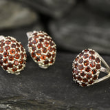 Red Dome Ring - Natural Garnet Ring, Red Berry Ring