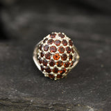 Red Dome Ring - Natural Garnet Ring, Red Berry Ring