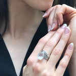 Rose Quartz Ring - Large Pink Ring - Vintage Teardrop Ring