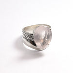 Rose Quartz Ring - Large Pink Ring - Vintage Teardrop Ring