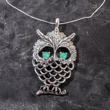 Chrysoprase Pendant - Large Owl Pendant - Real Chrysoprase Pendant