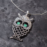 Chrysoprase Pendant - Large Owl Pendant - Real Chrysoprase Pendant