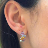 Genuine Multistone Earrings - Amethyst Citrine Blue Topaz Earrings - Colorful Baguette Earrings