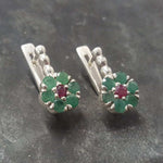 Natural Ruby Earrings made in 925 Sterling Silver with Round Natural Red Ruby in Cluster setting, July Birthstone gift idea, symbolizes nobility, purity, and passion, ideal for everyday wear and perfect for birthday gifting and special occasions.