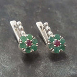 Natural Ruby Earrings made in 925 Sterling Silver with Round Natural Red Ruby in Cluster setting, July Birthstone gift idea, symbolizes nobility, purity, and passion, ideal for everyday wear and perfect for birthday gifting and special occasions.