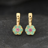 Real Emerald Earrings - Drop Flower Earrings - Daisy Earrings