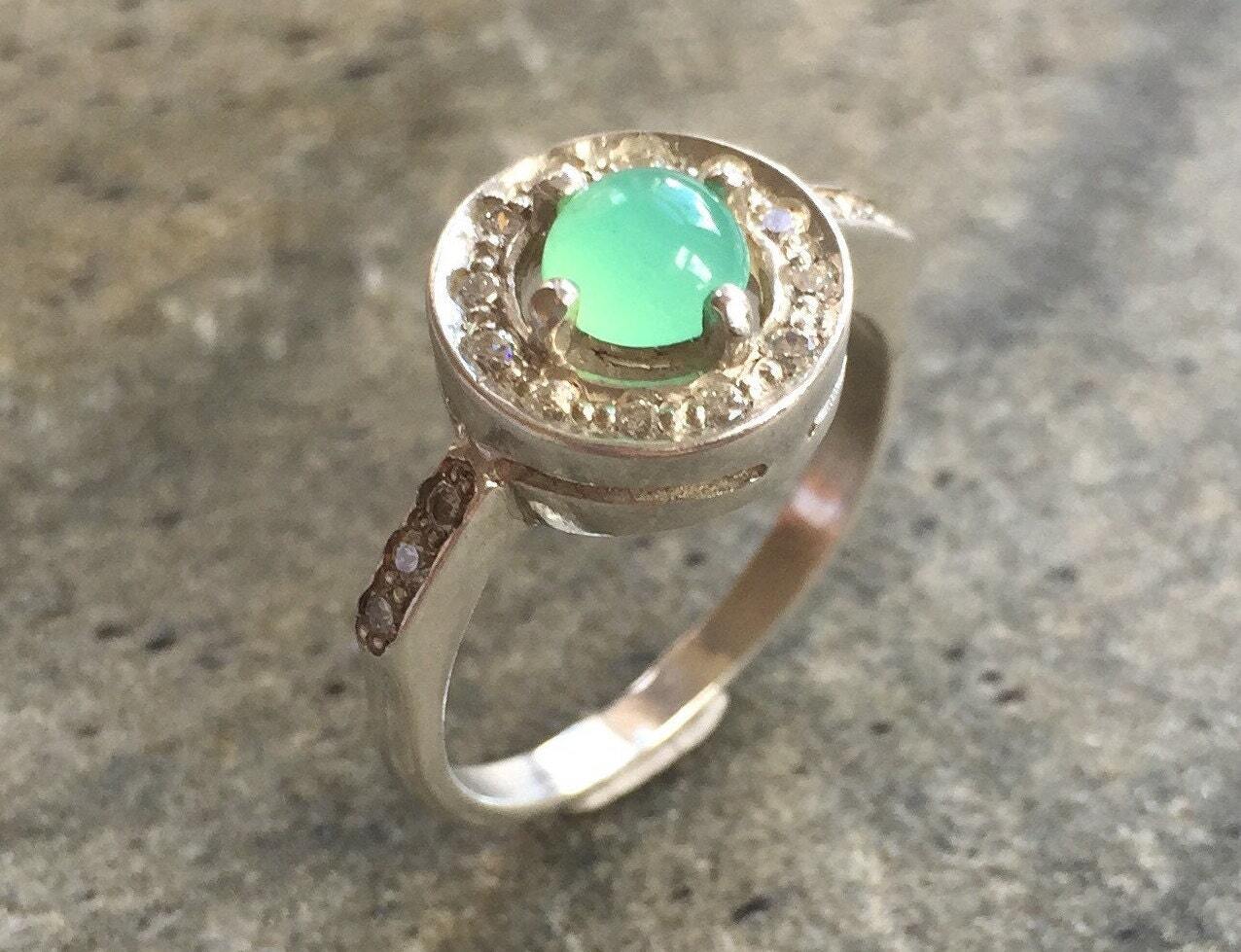 Chrysoprase Ring, Chrysoprase, Australian Chrysoprase, Promise Ring, May Birthstone, Vintage Ring, May Ring, Solid Silver Ring, Pure Silver
