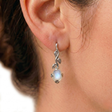 Leaf Moonstone Earrings - Natural Rainbow Moonstone Earrings - Vintage Drop Earrings