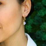 Gold Moonstone Earrings - Rainbow Moonstone Earrings, Gold Leaf Earrings