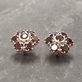 Garnet Flower Earrings - Natural Garnet Earrings - Red Vintage Earrings