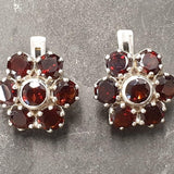 Garnet Flower Earrings - Natural Garnet Earrings - Red Vintage Earrings