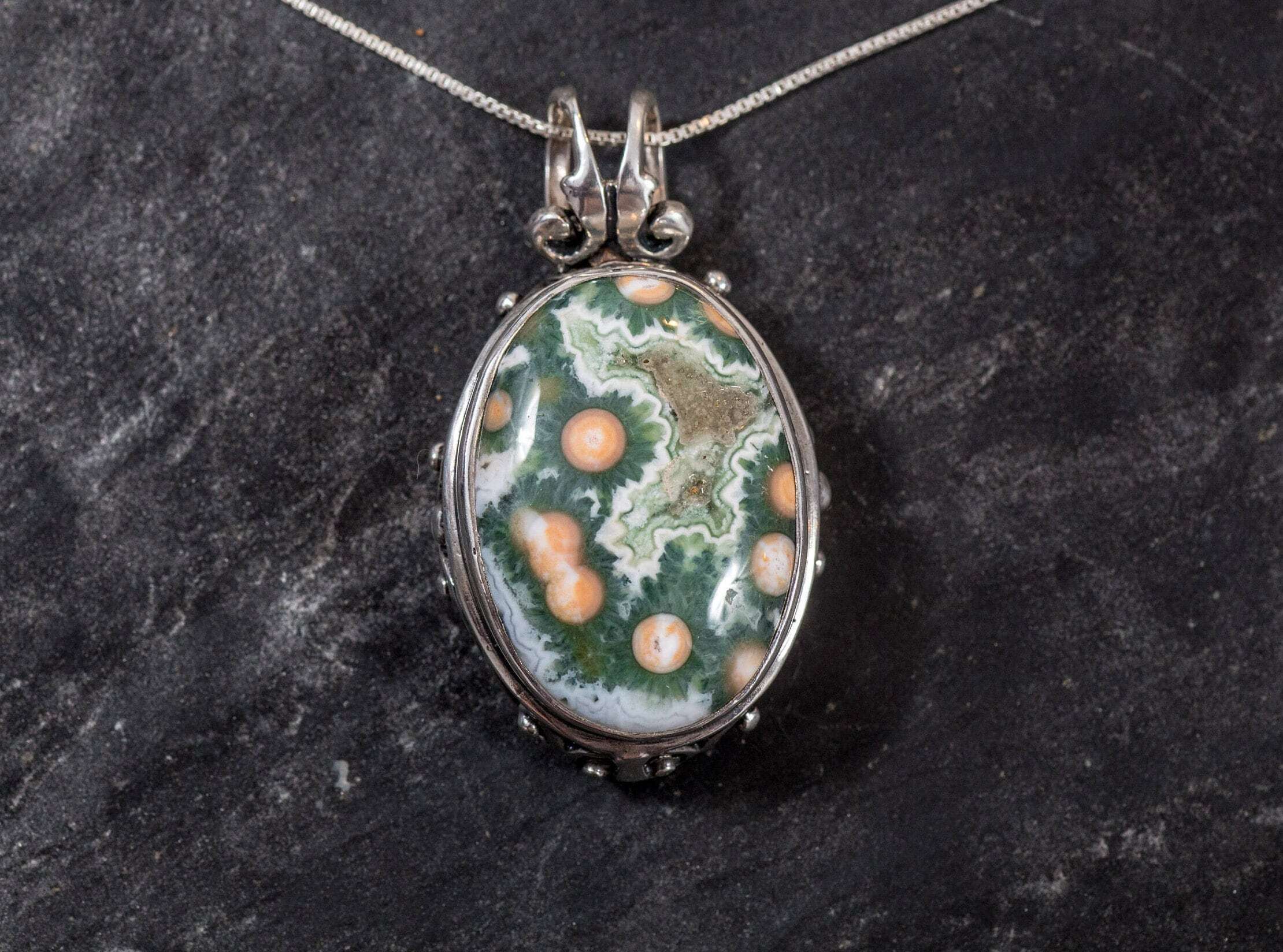 Ocean Jasper Pendant, Large Jasper, Jasper Pendant, Unique Stone, Statement Pendant, Special Pendant, Healing Stones, Solid Silver Pendant