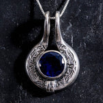 Created Sapphire Pendant made in 925 Sterling Silver with Round Created Blue Sapphire in Bezel setting, September Birthstone gift idea, symbolizes sincerity, truth, and faithfulness, ideal for everyday wear and perfect for birthday gifting and special occasions.