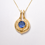 Created Sapphire Pendant made in 18k Gold Vermeil with Round Created Blue Sapphire in Bezel setting, September Birthstone gift idea, symbolizes sincerity, truth, and faithfulness, ideal for everyday wear and perfect for birthday gifting and special occasions.