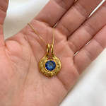 Handcrafted Sapphire Pendant in Gold Vermeil, adorned with Created Blue Sapphire, ideal for everyday elegance and meaningful gifts.