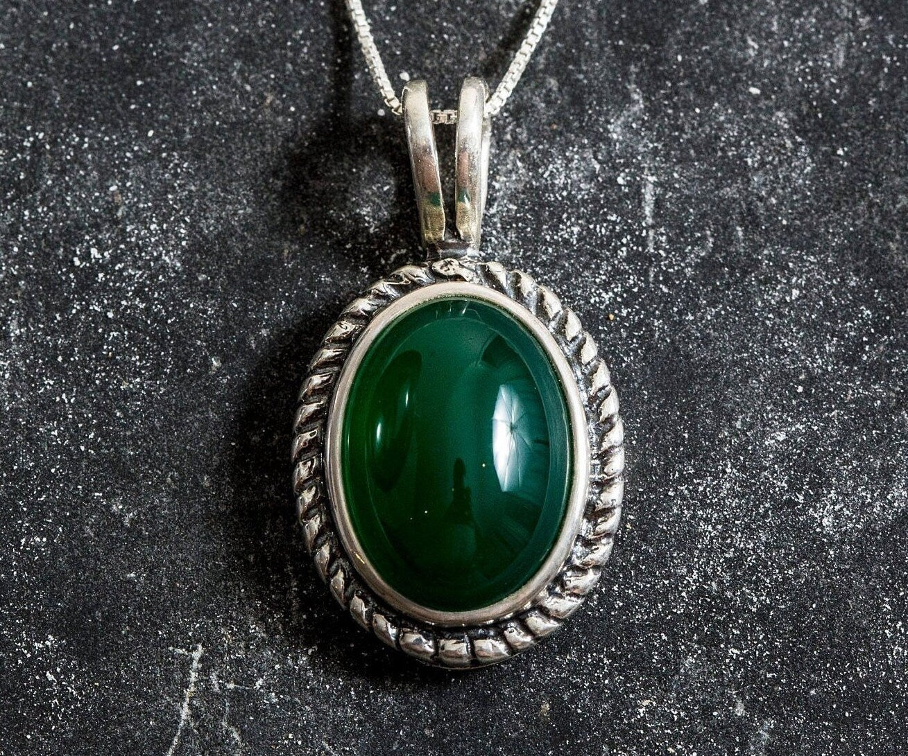 Created Emerald Pendant made in 925 Sterling Silver with Oval Created Green Emerald in Bezel setting, May Birthstone gift idea, symbolizes, ideal for everyday wear and perfect for birthday gifting and special occasions.