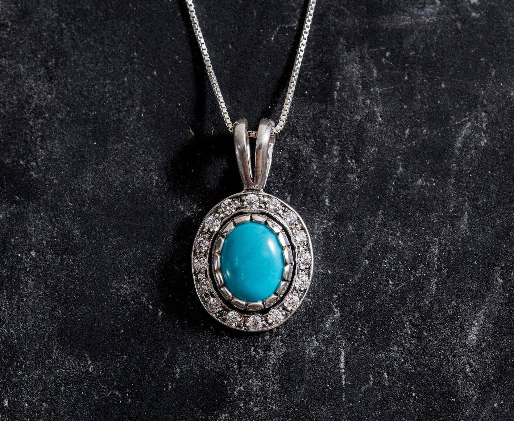 Vintage Blue Pendant, Natural Turquoise, Blue Turquoise, Unique Pendant, December Pendant, Arizona Turquoise, Silver Pendant, Turquoise