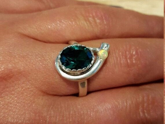 Mystic Topaz Ring, Natural Topaz Ring, Antique Ring, December Birthstone, Purple Vintage Ring, December Ring, 925 Silver Ring, Mystic Topaz