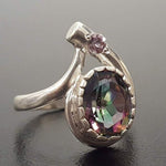 Mystic Topaz Ring, Natural Topaz Ring, Antique Ring, December Birthstone, Purple Vintage Ring, December Ring, 925 Silver Ring, Mystic Topaz