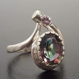 Mystic Topaz Ring, Natural Topaz Ring, Antique Ring, December Birthstone, Purple Vintage Ring, December Ring, 925 Silver Ring, Mystic Topaz