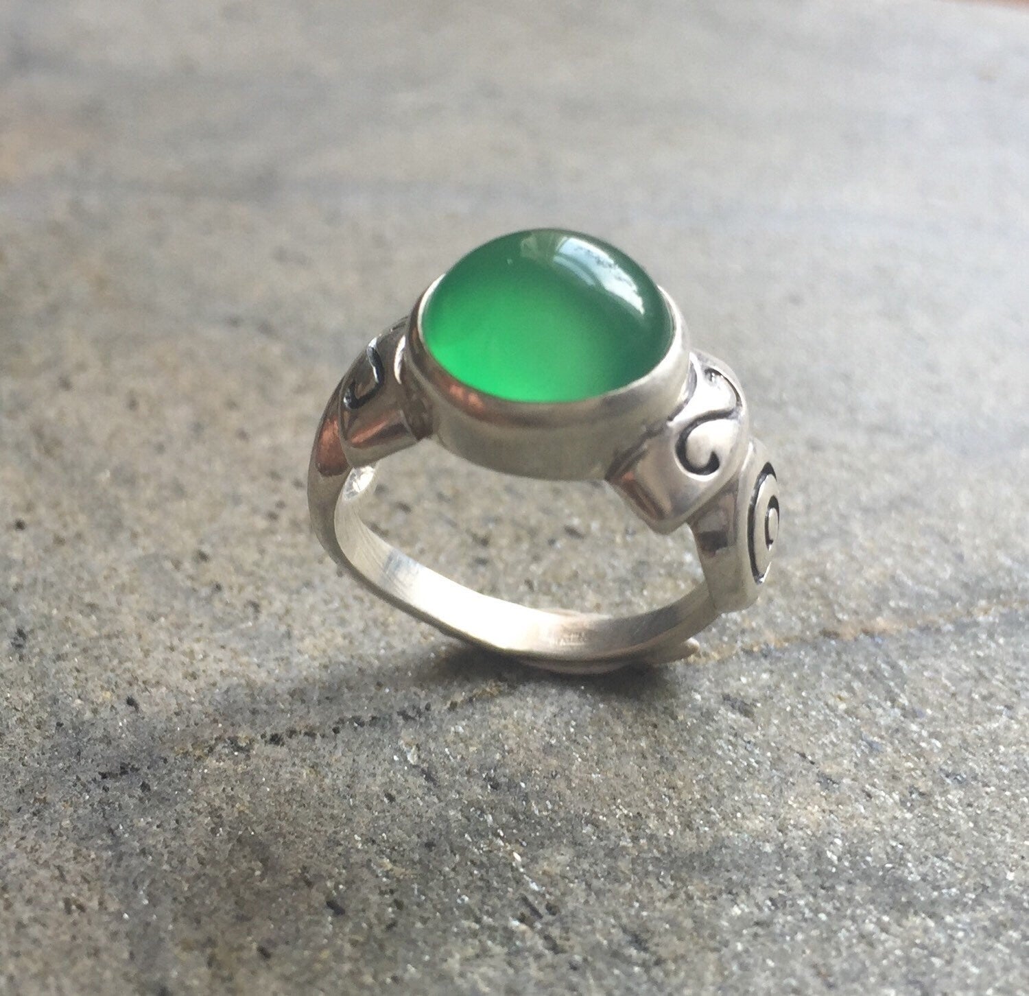 Created Emerald Ring made in 925 Sterling Silver with Round Created Green Emerald in Bezel setting, May Birthstone gift idea, symbolizes, ideal for everyday wear and perfect for birthday gifting and special occasions.