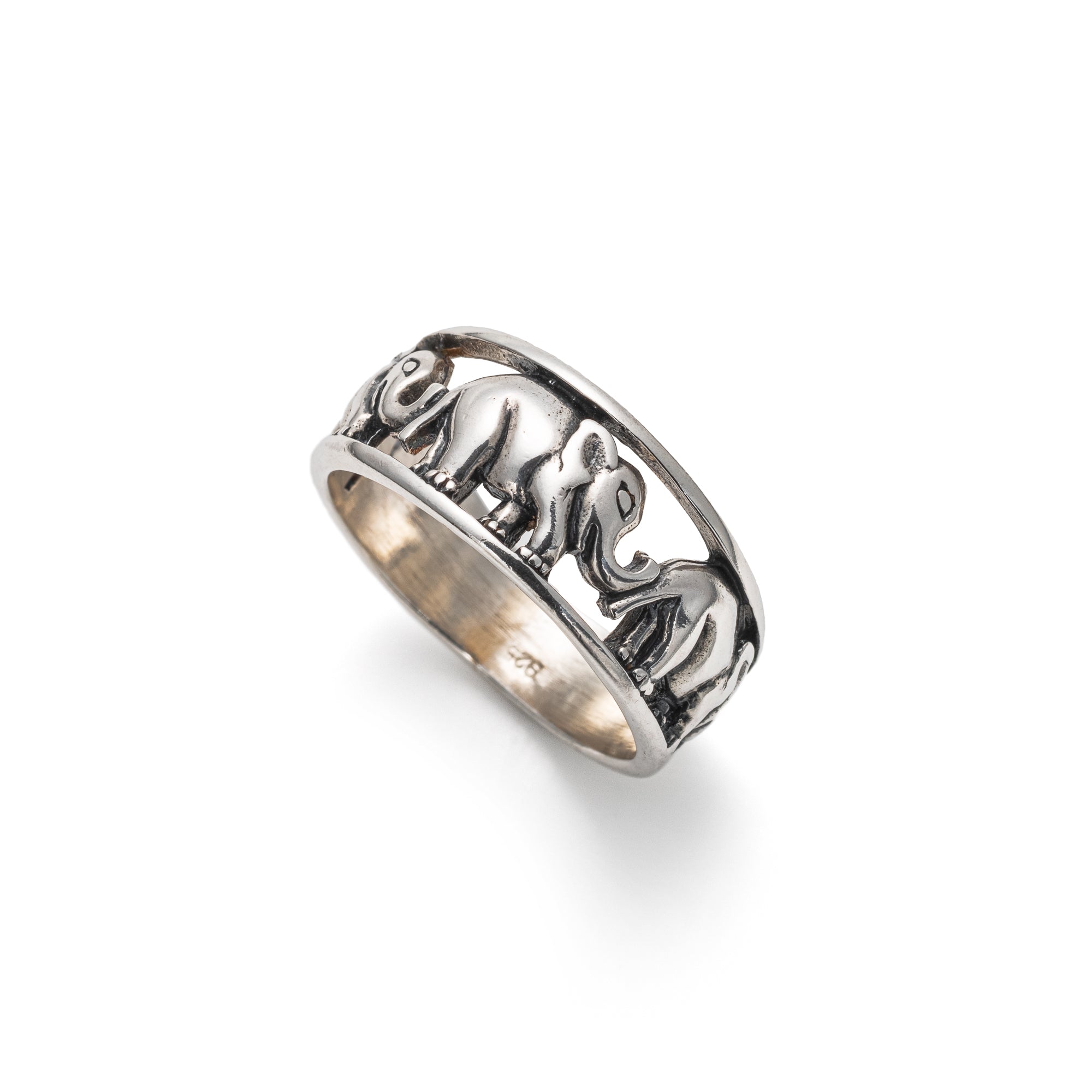 Elephant Ring, Silver Elephant Ring, Solid Silver Ring, Elephant Band, Vintage Band, Artistic Ring, Animal Ring, Silver Band, Wide Band Ring