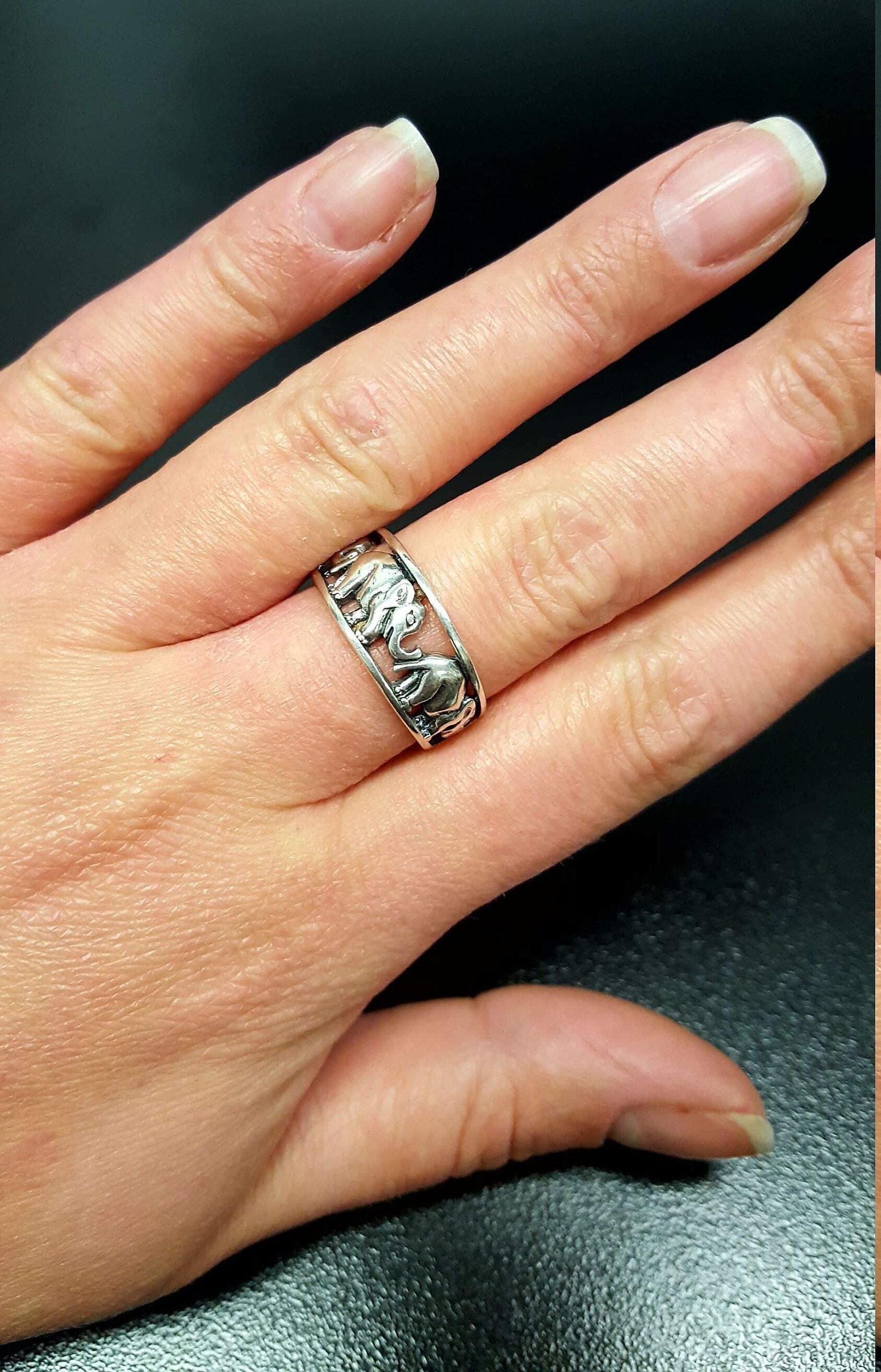 Silver Elephant Ring - Walking Elephant Ring - Elephant Eternity Ring –  Adina Stone Jewelry