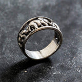 Silver Elephant Ring - Walking Elephant Ring - Elephant Eternity Ring