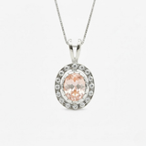 Gold Morganite Necklace - Vintage Morganite Necklace - Pink Oval Pendant