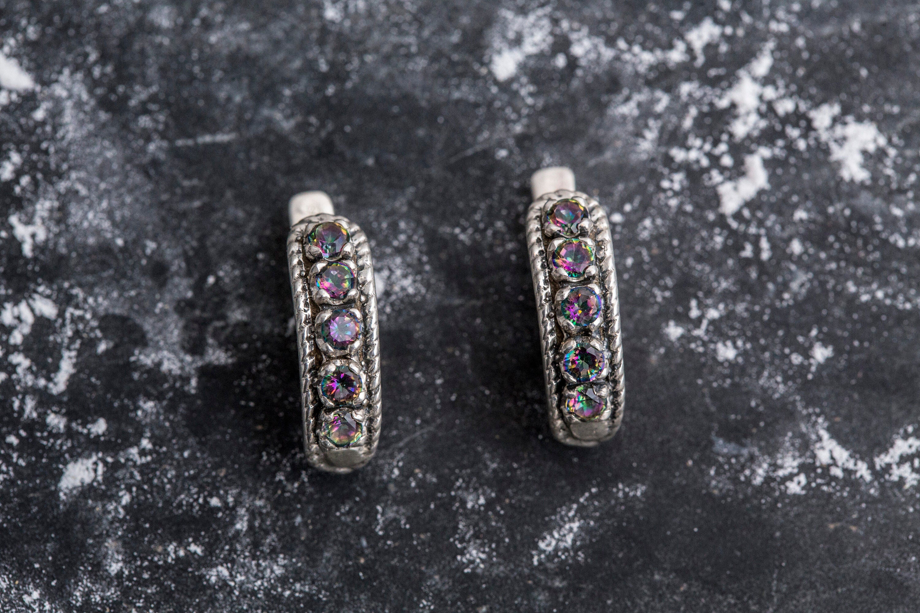 Unique Earrings, Mystic Topaz, Natural Topaz, Topaz Earrings, Purple Earrings, Long Earrings, December Birthstone, Silver Earrings, Topaz