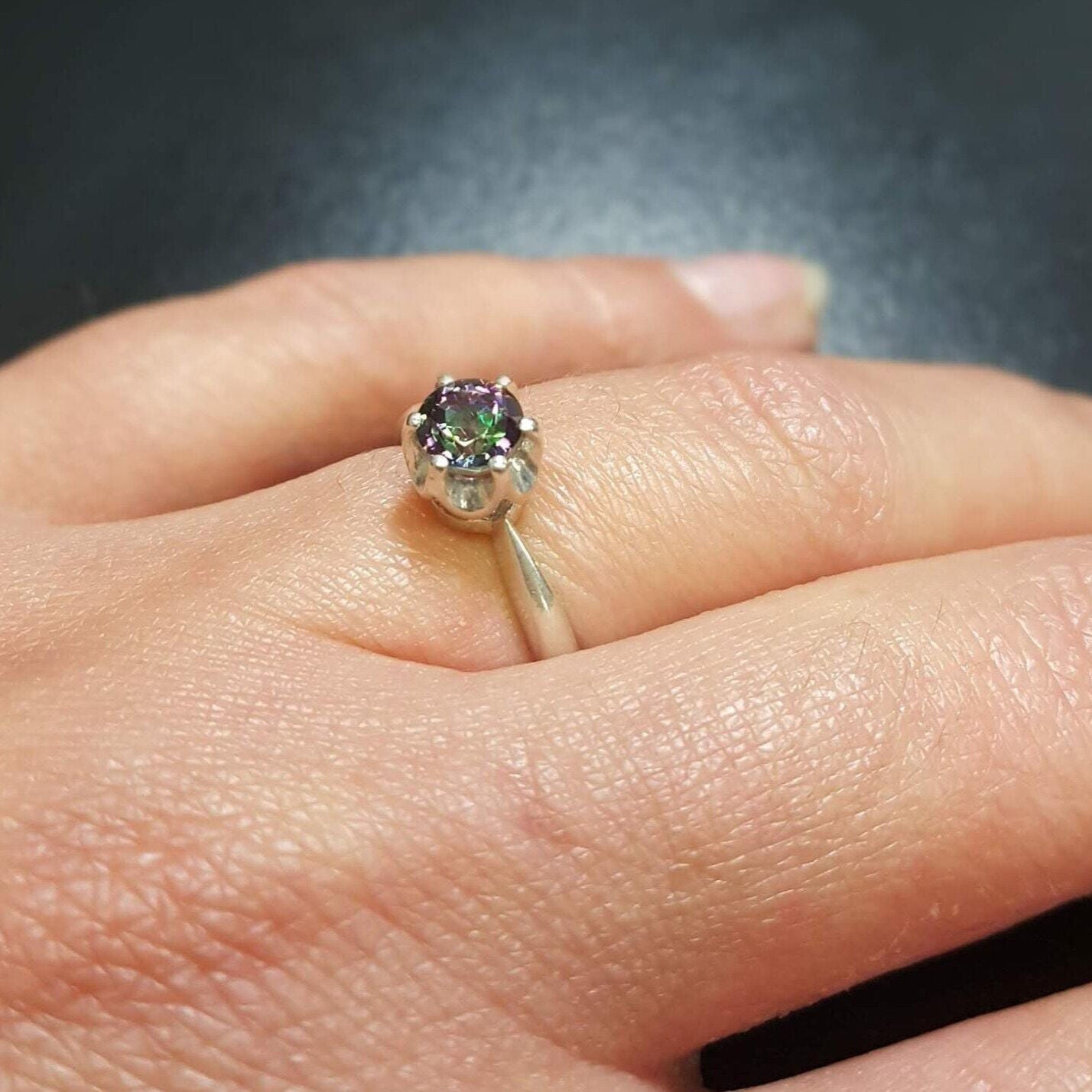 Mystic Topaz Ring, Natural Mystic Topaz, December Birthstone, Rainbow Diamond, Promise Ring, December Ring, Vintage Rings, Solid Silver Ring (553011631)