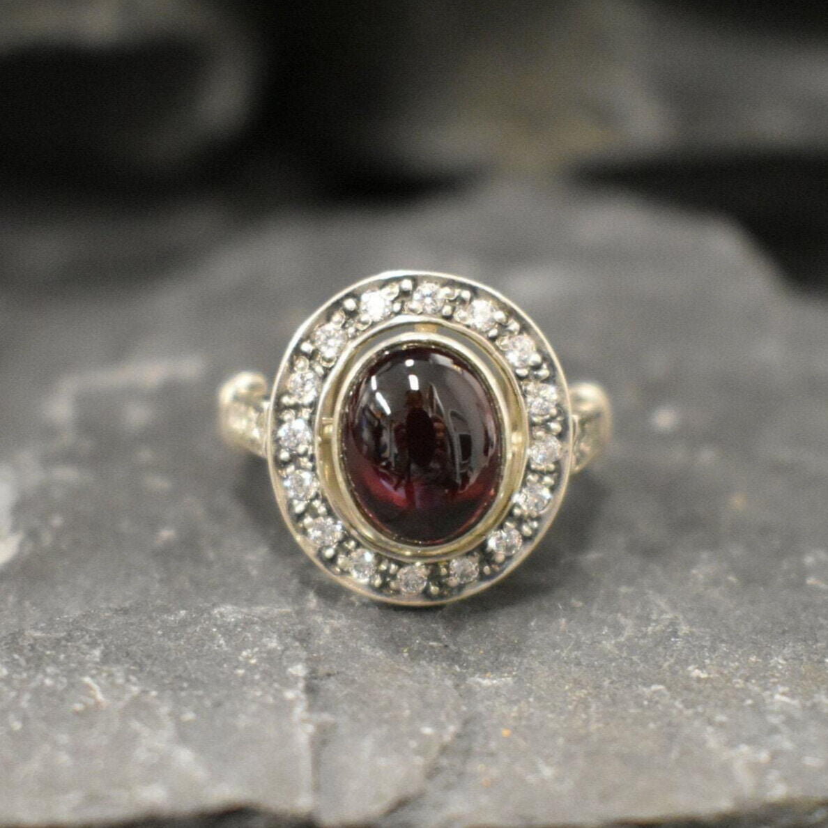 Red Garnet Ring, Natural Garnet, January Birthstone, Victorian Ring, Garnet Ring, Red Vintage Ring, Antique Ring, Solid Silver Ring, Garnet