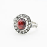Victorian Garnet Gold Ring - Halo Ring, Natural Garnet Ring, Vintage Garnet Ring
