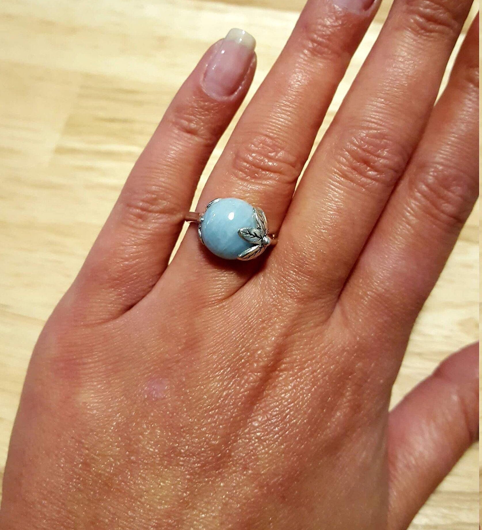 Aquamarine Leaf Ring, Aquamarine Ring, Natural Aquamarine, March Birthstone, Leaf Ring Design, Vintage Rings, Solid Silver Ring, Aquamarine