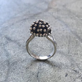 Large Silver Ring, Sterling Silver Ring, Mushroom Ring, Vintage Ring, Hedgehog RIng, Pompon Ring, Statement Ring, Boho Ring, 925 Silver Ring