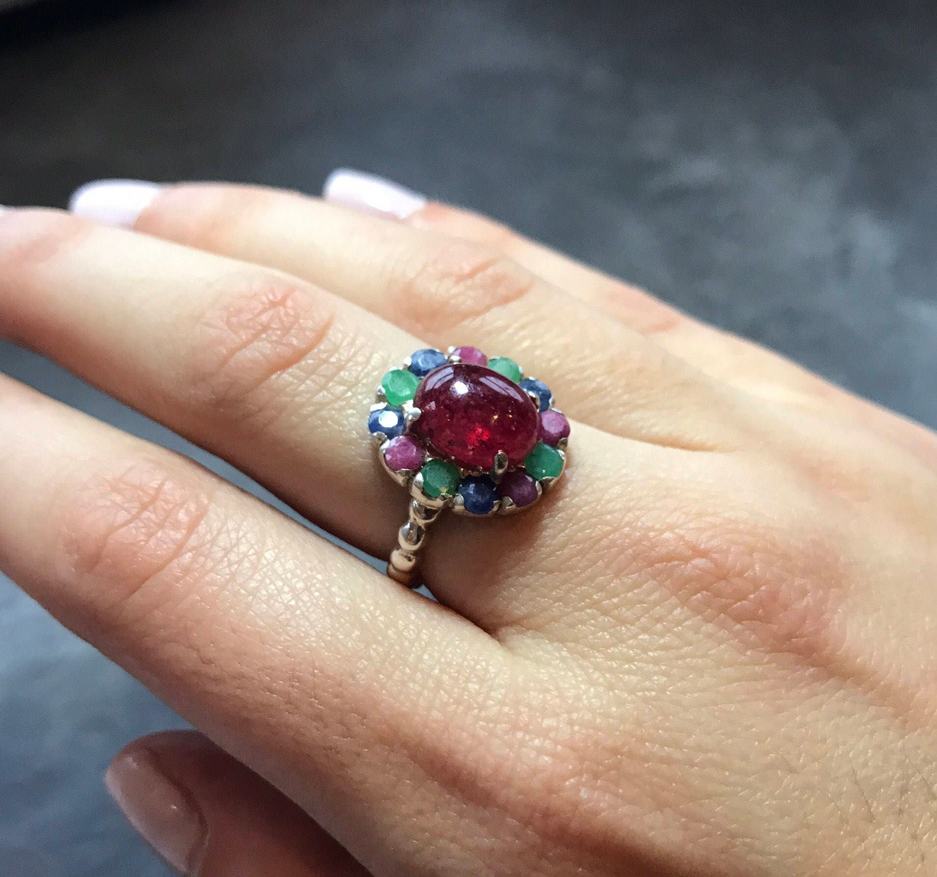 Elegant 925 Sterling Silver Ruby Ring with Oval Natural Red Ruby, perfect for July birthdays and special occasions.