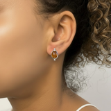 Oval Amber Earrings - Natural Amber Earrings, Yellow Amber Earrings
