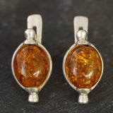 Oval Amber Earrings - Natural Amber Earrings, Yellow Amber Earrings