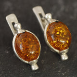 Oval Amber Earrings - Natural Amber Earrings, Yellow Amber Earrings