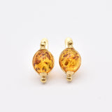Oval Amber Earrings - Natural Amber Earrings, Yellow Amber Earrings