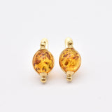 Oval Amber Earrings - Natural Amber Earrings, Yellow Amber Earrings