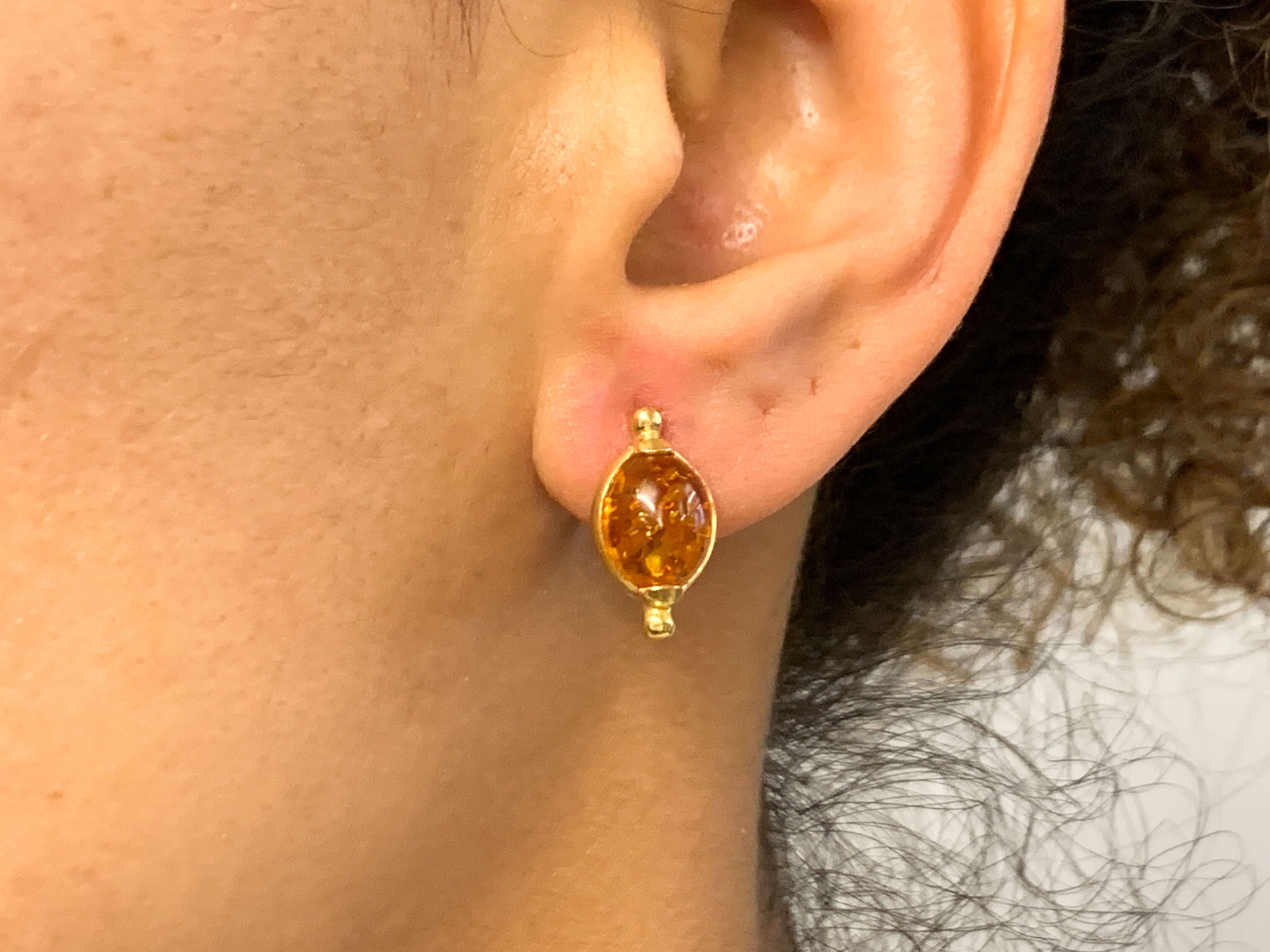 Vintage Amber Earrings, Natural Amber, Taurus Birthstone, Yellow Amber Earrings, Oval Earrings, Yellow Gemstone, 925 Sterling Silver, Amber(1)