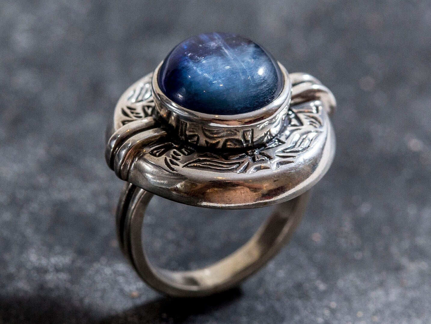 Egyptian Ring, Kyanite Ring, Natural Kyanite, Vintage Blue Rings, Blue Ring, Artistic Ring, Solid Silver Ring, African Stone, Kyanite